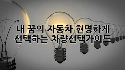 내 꿈의 자동차, 현명하게 선택하는 차량선택가이드